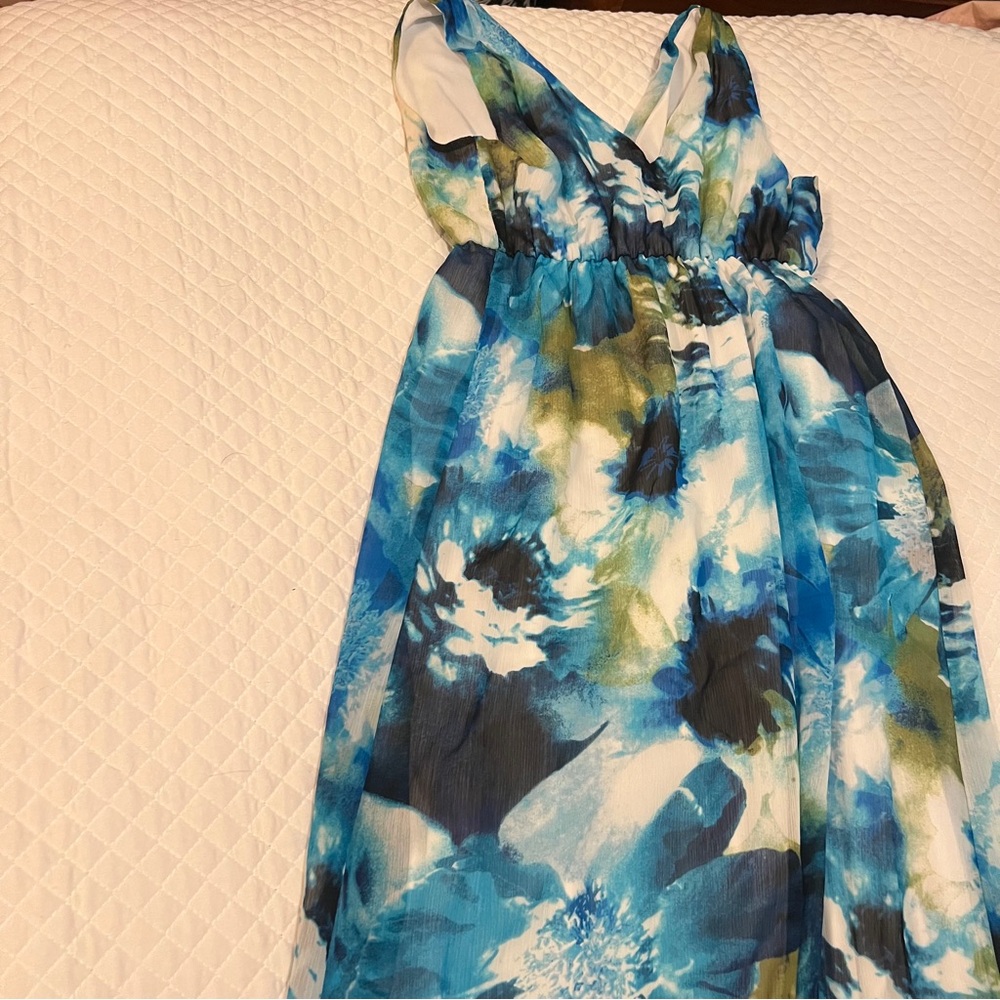 Motherhood Vibrant Blue and Green Maxi Dress Womens Small - Picture 8 of 14